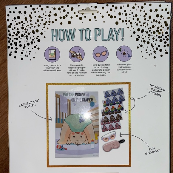 🌸 Pin The Poopie Baby Shower, Gender Reveal, Baby Game Pre-Owned - Picture 11 of 13